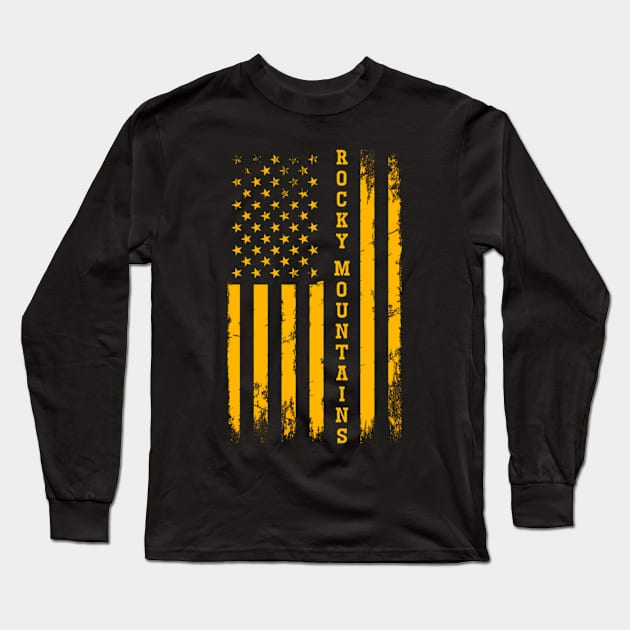 Usa American Flag National Park Rocky Mountains Long Sleeve T-Shirt by klei-nhanss